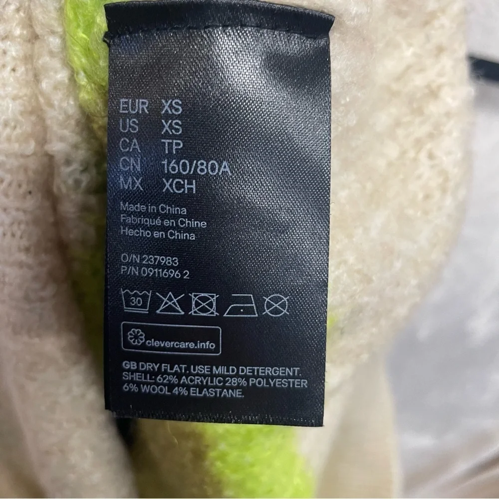Kangol X H&M sweater collab women’s size XS oversized neon colorblock